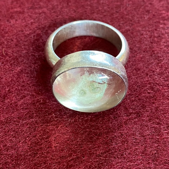 Vintage Sterling Silver Ring Quartz Cabochon Ring Salat < like a > Mood Ring - Picture 5 of 9
